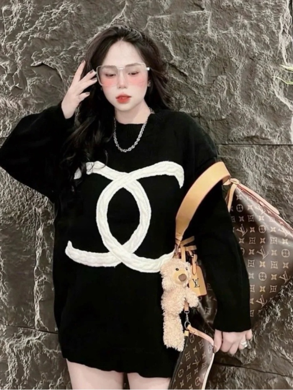 Soft black luxe CC sweater